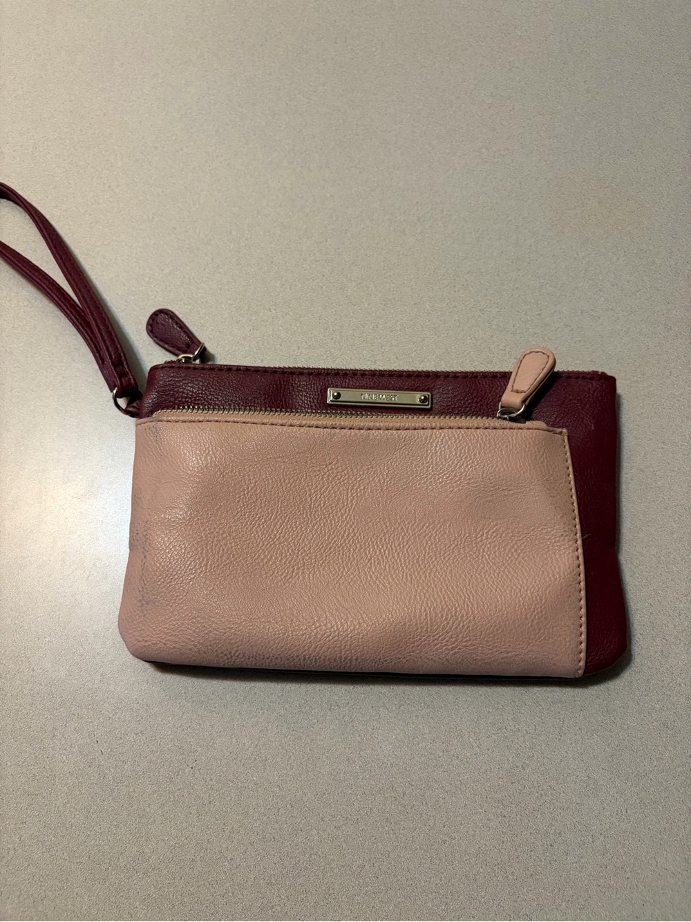 Two-Tone Women’s Wristlet Clutch - Blush and Wine